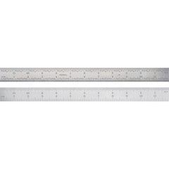 Steel Rules; Material: Steel; Length (Inch): 24; Graduation (Inch): 1/1001/641/321/10; Tip Style: Flat; Color: Silver; Flexibility: Rigid