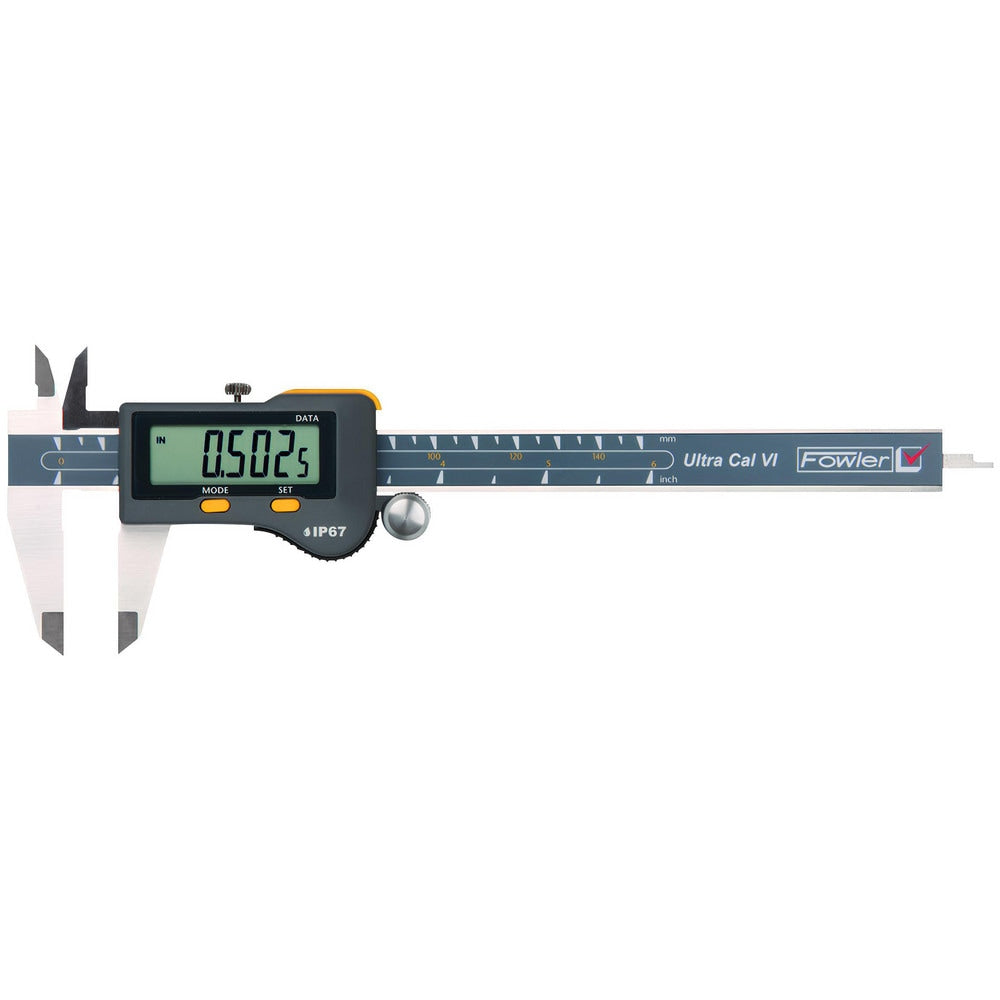 Electronic Caliper: 0 to 8", 0.0005" Resolution, IP67, For Depth, Inside Diameter, Outside Diameter & Step