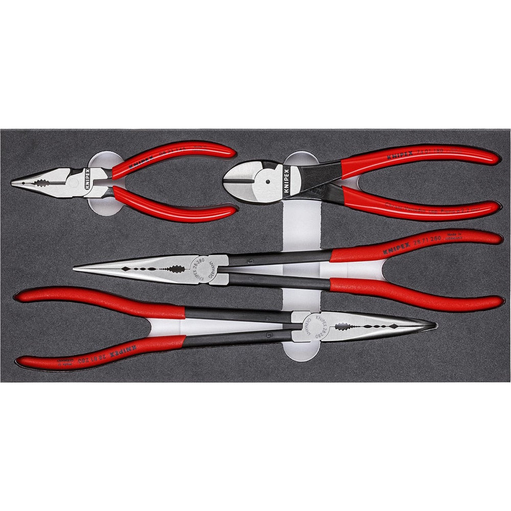 Plier Sets; Plier Type Included: High Leverage Diagonal Cutters, Extra Long Needle-Nose Pliers, Needle-Nose Combination Pliers, Extra Long Angled Needle-Nose Pliers; Container Type: None; Handle Material: Plastic, Non-Slip Plastic; Includes: 28 81 280, 08