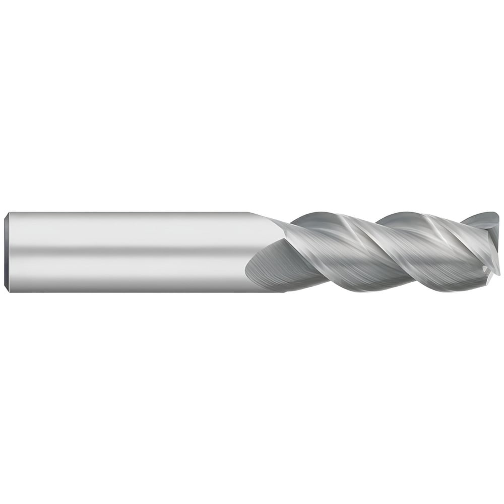 Corner Radius End Mill: 3/16" Dia, 3/8" LOC, 0.0100" Radius, 3 Flute, Solid Carbide