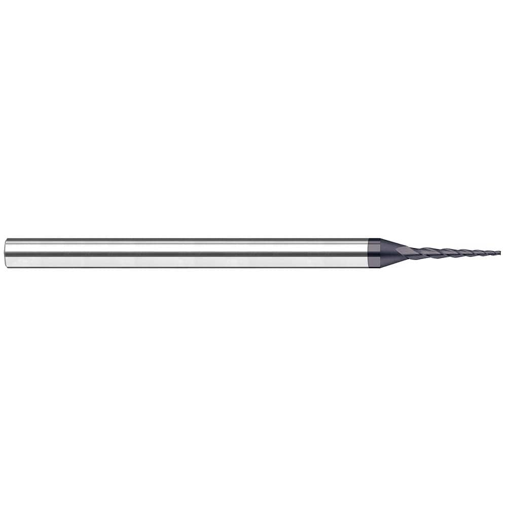 Tapered End Mill: 10 deg Angle per Side, 0.0900" Small Dia, 0.7200" LOC, 3 Flute, Tapered End