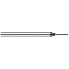 Tapered End Mill: 20 deg Angle per Side, 0.0600" Small Dia, 0.4800" LOC, 3 Flute, Tapered End