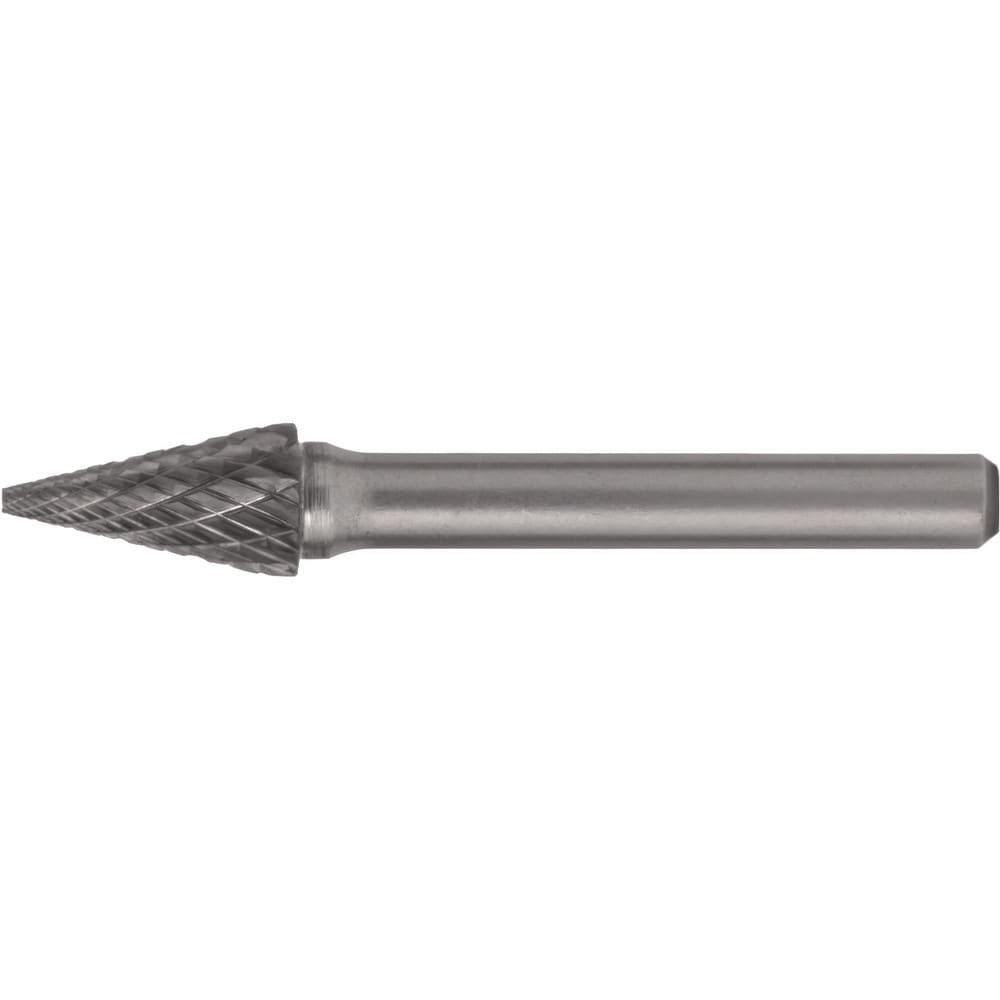 Abrasive Bur: SM-51, 1/4" Cut Dia, Pointed Cone, Double Cut