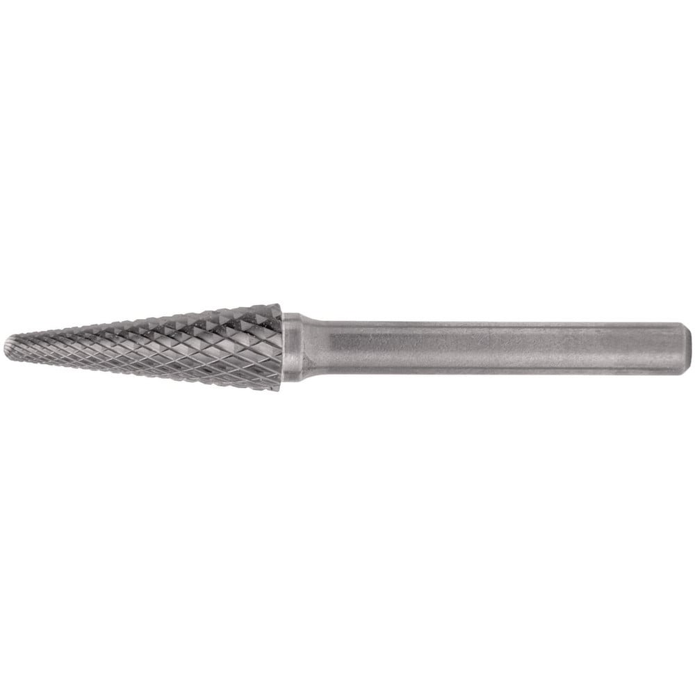 Abrasive Bur: SL-41, 1/8" Cut Dia, Cone with Radius End, Double Cut