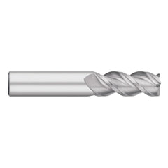 Corner Radius End Mill: 1/8" Dia, 1/2" LOC, 0.0100" Radius, 3 Flute, Solid Carbide