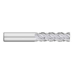 Roughing End Mill: 1/8" Dia, 4 Flute, Medium Pitch, 0.0100" Corner Radius, Single End, Solid Carbide