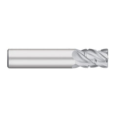 Roughing End Mill: 1/8" Dia, 4 Flute, Medium Pitch, 0.0100" Corner Radius, Single End, Solid Carbide