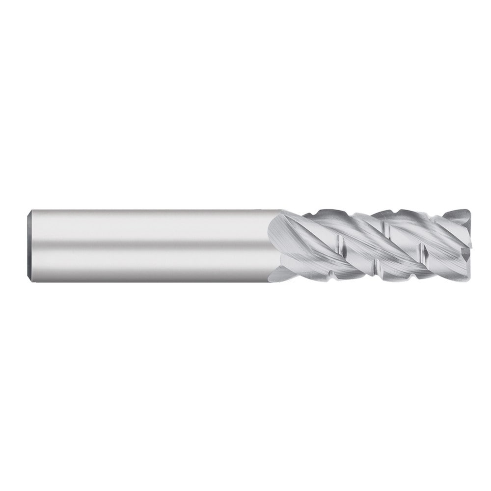 Roughing End Mill: 1/2" Dia, 4 Flute, Medium Pitch, 0.0300" Corner Radius, Single End, Solid Carbide