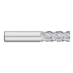 Roughing End Mill: 1/8" Dia, 4 Flute, Medium Pitch, 0.0100" Corner Radius, Single End, Solid Carbide