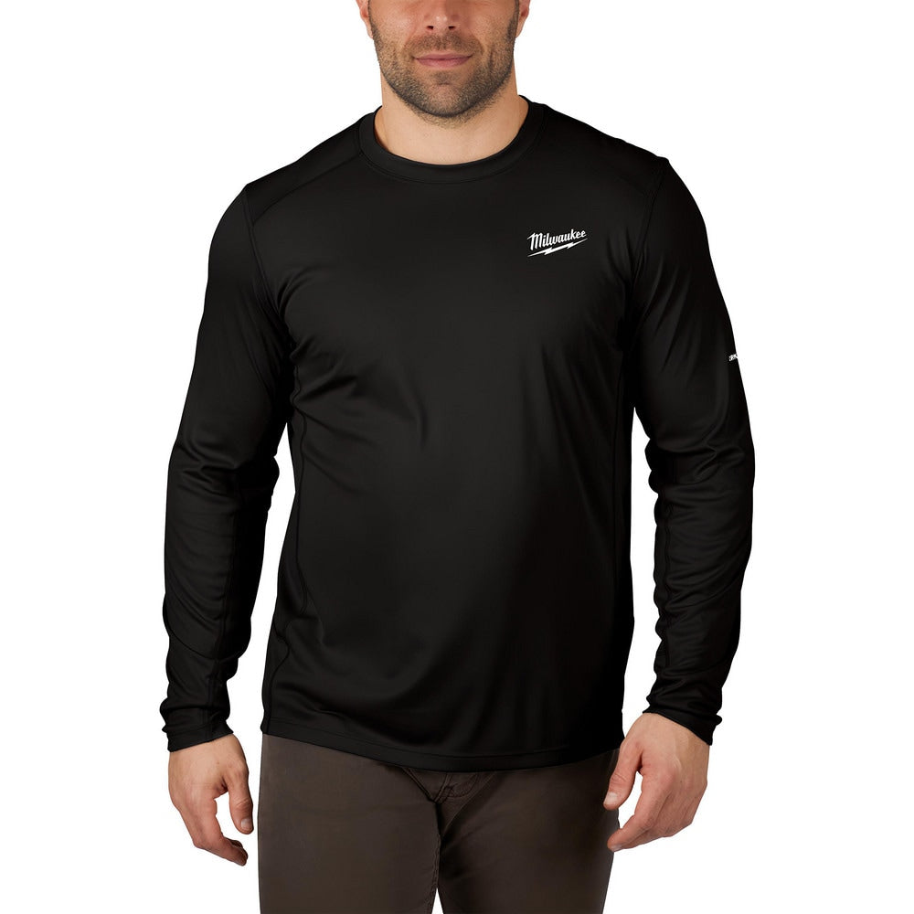 Work Shirt: General Purpose, Long Sleeve, X-Large, Polyester, Black