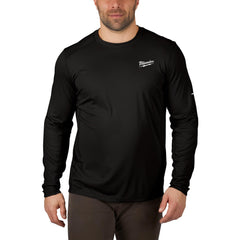 Work Shirt: General Purpose, Long Sleeve, Medium, Polyester, Black