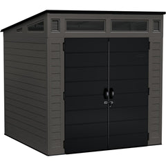 Sheds; Shed Type: Vertical Storage Shed; Overall Width: 87 in; Overall Depth: 87.5 in; Overall Height: 89.5 in; Overall Capacity: 317 ft¬≥; Material: Resin; Color: Gray