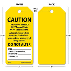 Accident Prevention Tag: Rectangle, 6-1/4" High, Synthetic Paper, "CAUTION"