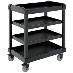 Utility Utility Cart: 36" Long, 36" Wide, Steel, 600 lb Capacity, Black