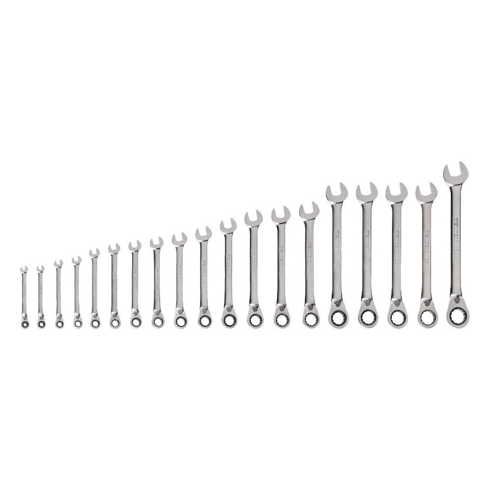 Ratchet Set & Combination Wrench Set: 19 Pc, Metric