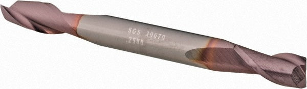 Square End Mill: 1/4" Dia, 1/2" LOC, 2 Flute, Solid Carbide