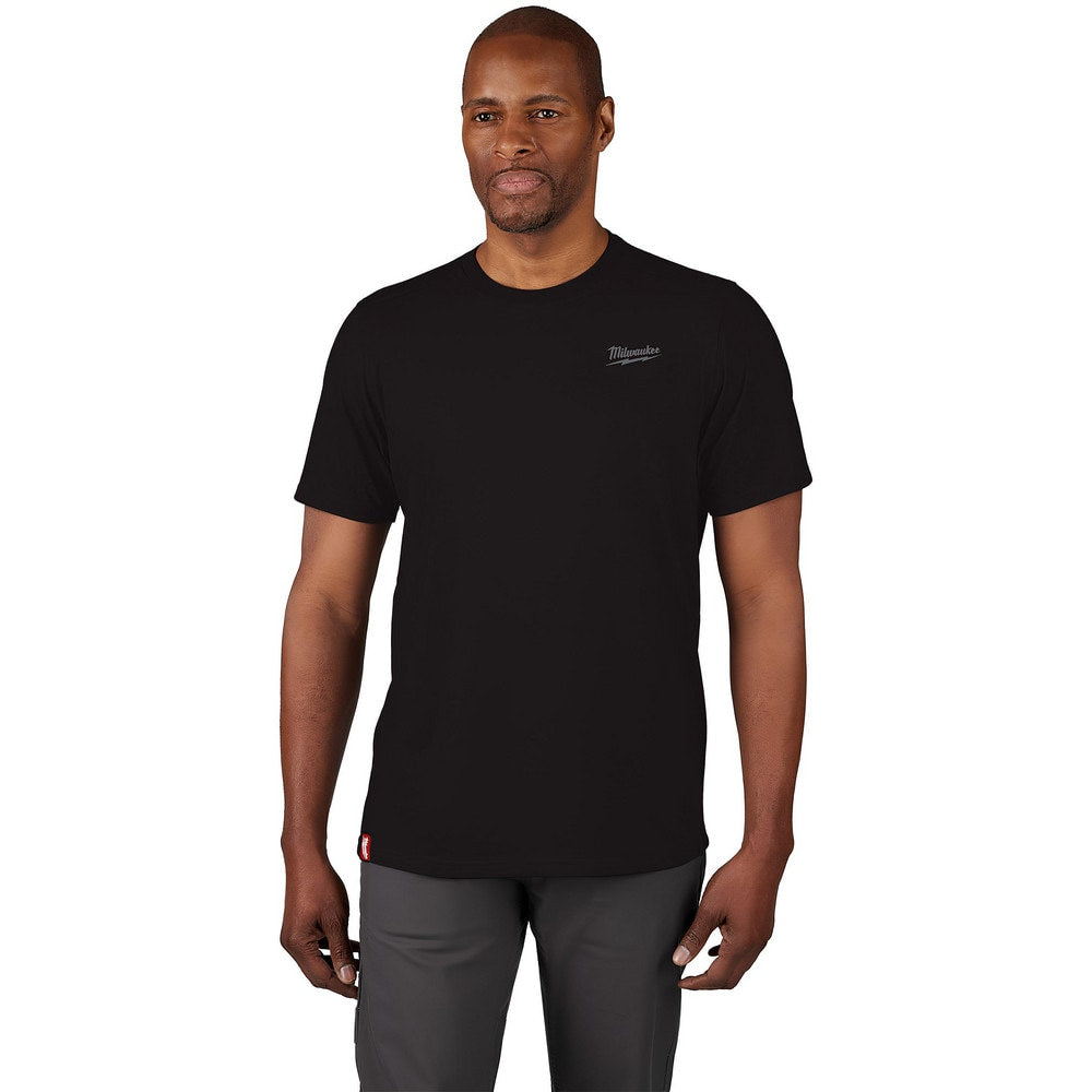 Work Shirt: Lightweight, Breathable & UV Protection, Short Sleeve, Small, Cotton & Polyester, Black, 0 Pocket