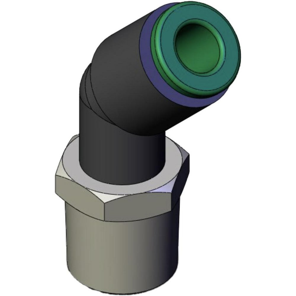 Pneumatic Hose Fittings & Couplings; 6MM-1/4 45D ML ELBOW KR FLAME RES 1-TCH FTTNG