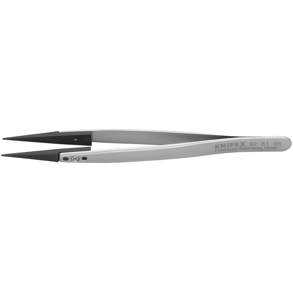 Tweezers; Tweezer Type: Fine Point; Pattern: Smooth Pointed Tip and Serrated Bent Tip; Material: Stainless Steel; Tip Type: Pointed; Tip Shape: Pointed; Overall Length (Inch): 5-1/4; Grip Style: Smooth