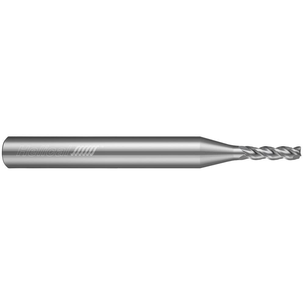 Corner Radius End Mill: 1/8" Dia, 1/2" LOC, 0.0100" Radius, 3 Flute, Solid Carbide