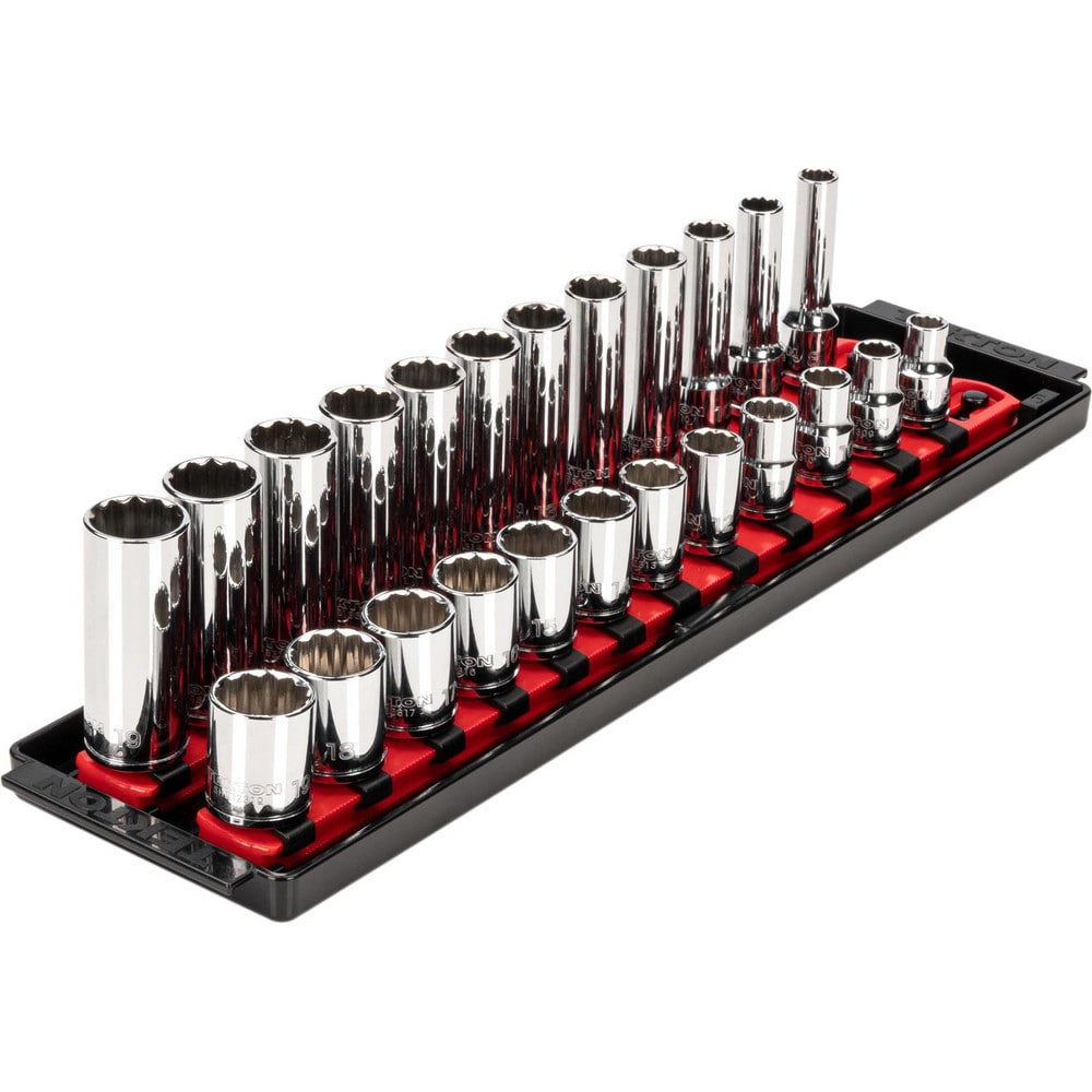 Deep Standard Socket Set Socket Set: 24 Pc, 8 to 19" Socket