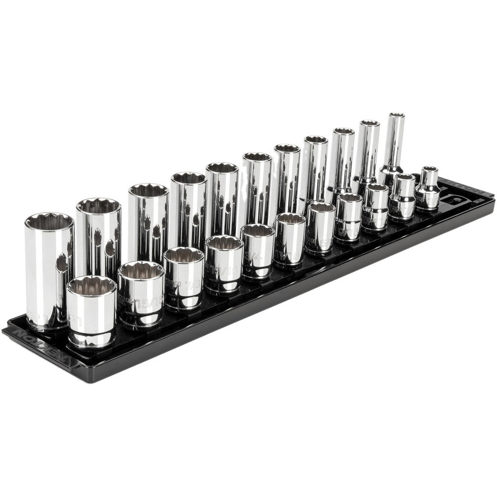 Deep Standard Socket Set Socket Set: 22 Pc, 0.375 to 1" Socket