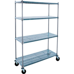 Wire Shelving; Shelving Type: Mobile Upright with Polymer Mat; Shelf Type: Adjustable; Adjustment Type: Split Sleeve; Shelf Capacity: 600; Mobility: Mobile; Depth (Inch): 24; Height (Inch): 74; Width (Inch): 72; Wire Shelving Material: Steel