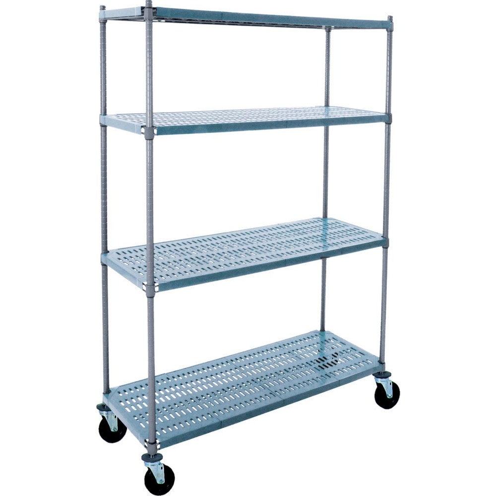 Wire Shelving; Shelving Type: Mobile Upright with Polymer Mat; Shelf Type: Adjustable; Adjustment Type: Split Sleeve; Shelf Capacity: 600; Mobility: Mobile; Depth (Inch): 18; Height (Inch): 74; Width (Inch): 60; Wire Shelving Material: Steel