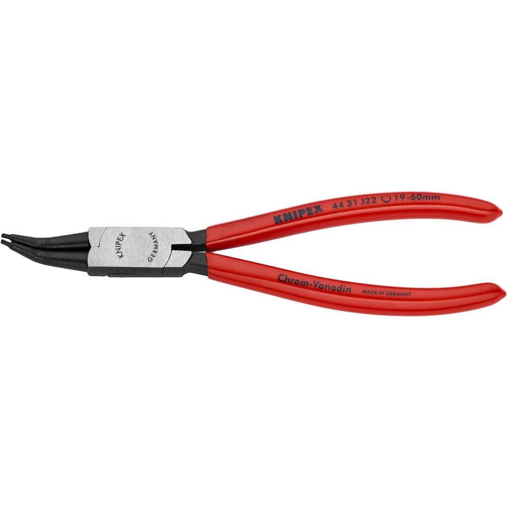 Retaining Ring Pliers; Type: Internal Snap Ring Pliers; Tip Angle: 45; Ring Diameter Range (Inch): 3-11/32 to 5-1/2; Overall Length (Inch): 12-1/4