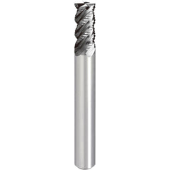 Roughing End Mill: 9.00 mm Dia, 4 Flute, Variable Pitch, 0.50 mm Corner Radius, Single End, Solid Carbide, Chipbreaker