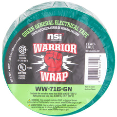 Electrical Tape; Tape Material: Vinyl; Width (Inch): 3/4; Thickness (mil): 7.0000; Color: Green; Series: General Use; Series Part Number: WW-716-GN; Adhesive Material: PVC