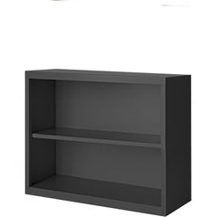 Bookcases; Overall Height: 30; Overall Width: 36; Overall Depth: 18; Material: Steel; Color: Charcoal; Shelf Weight Capacity: 160