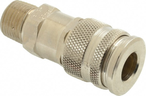 Pneumatic Hose Coupling: 3/8-18" Thread, 1/4" Body Dia, High Flow Interchange