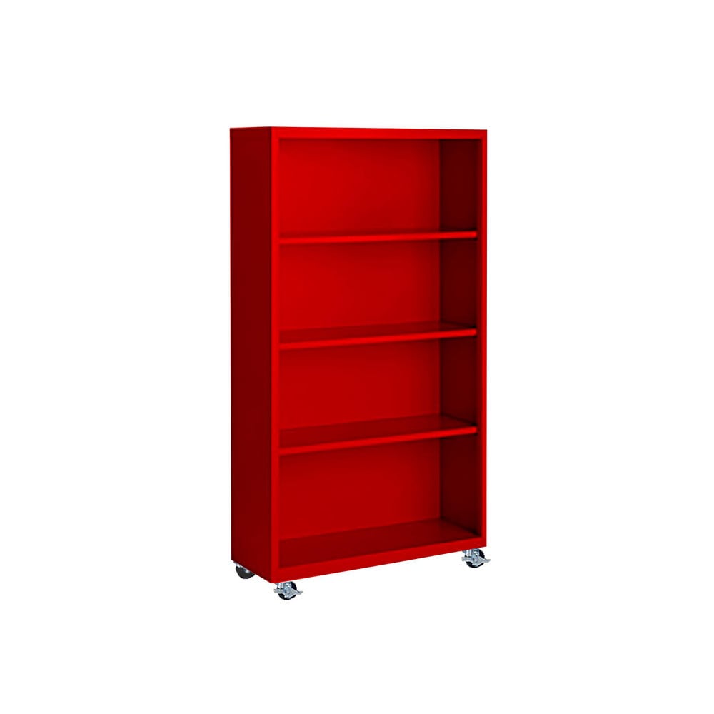 Bookcases; Overall Height: 55; Overall Width: 36; Overall Depth: 13; Material: Steel; Color: Signal Red; Shelf Weight Capacity: 160