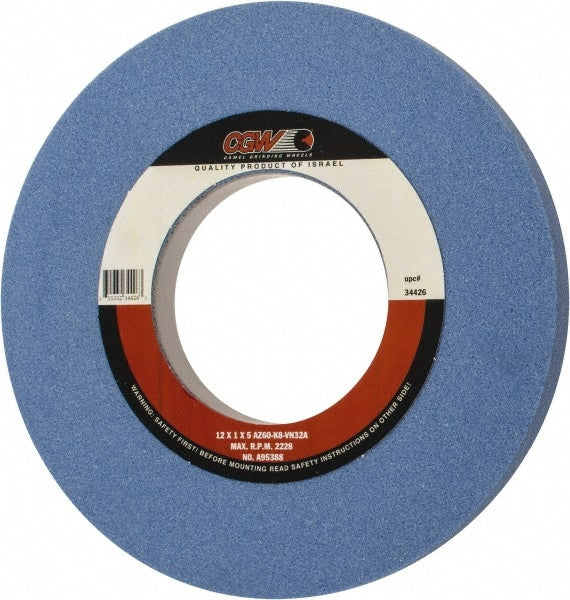 Surface Grinding Wheel: 12" Dia, 1" Thick, 5" Arbor, 60 Grit