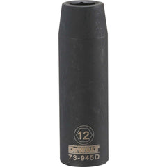 Impact Socket: 1/2" Drive, 12 mm Socket, Hex Drive