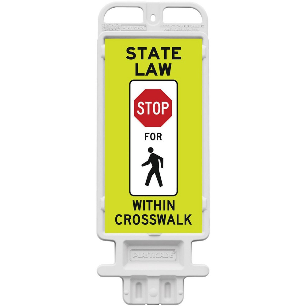 Pedestrian Crossing Sign:  A-Frame, STOP, " STATE LAW STOP FOR PEDESTRIAN WITHIN CROSSWALK"