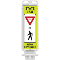 Pedestrian Crossing Sign:  A-Frame, Yield, " STATE LAW YIELD TO PEDESTRIAN WITHIN CROSSWALK"