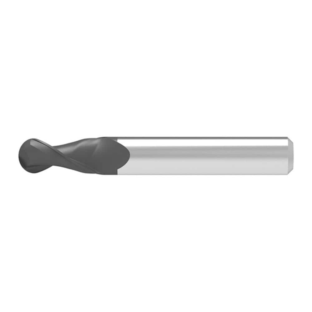 Ball End Mill: 10.00 mm Dia, 14.00 mm LOC, 2 Flute, Solid Carbide