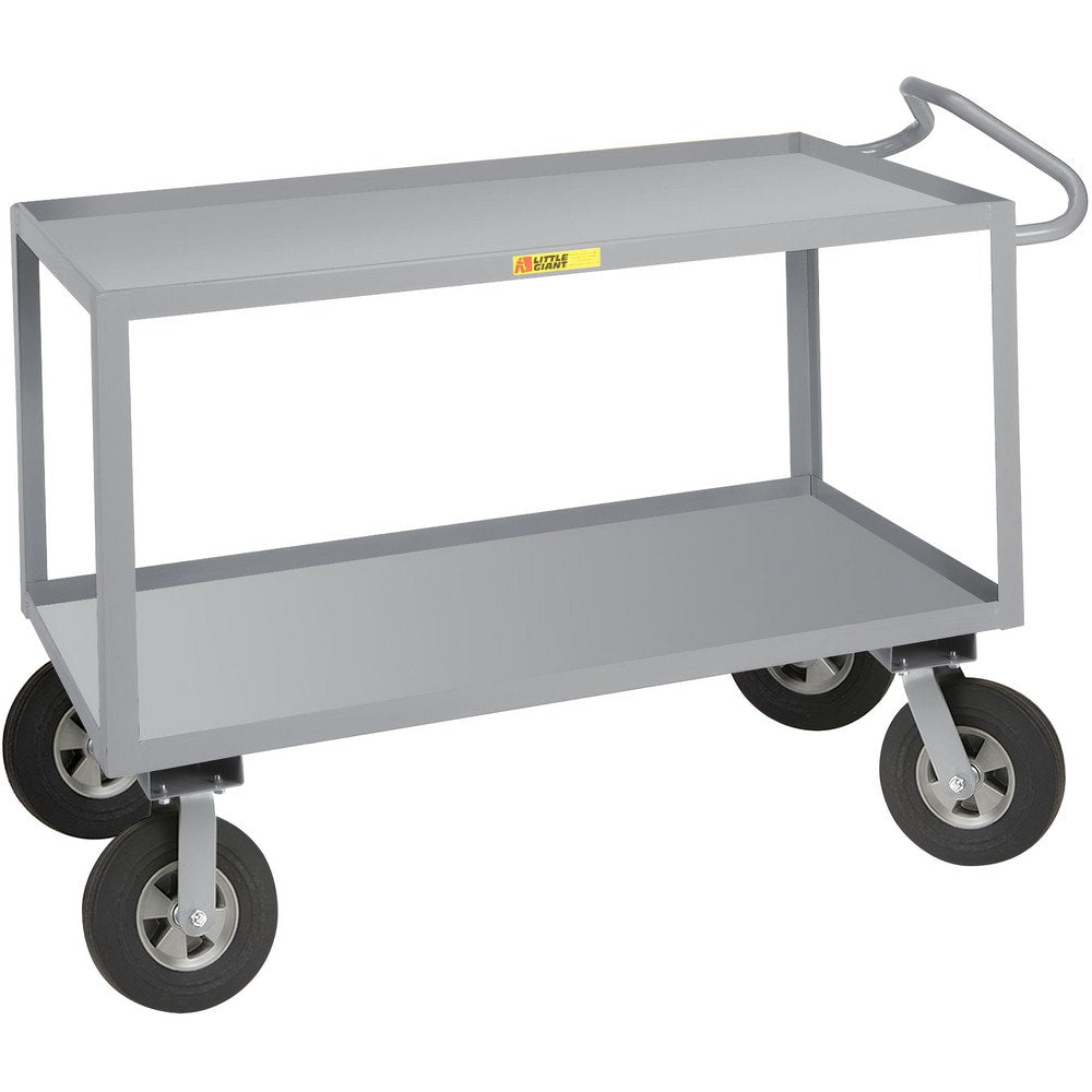 Ergonomic Handle Instrument Utility Cart: 54" Long, 30" Wide, Steel, 1200 lb Capacity, Gray