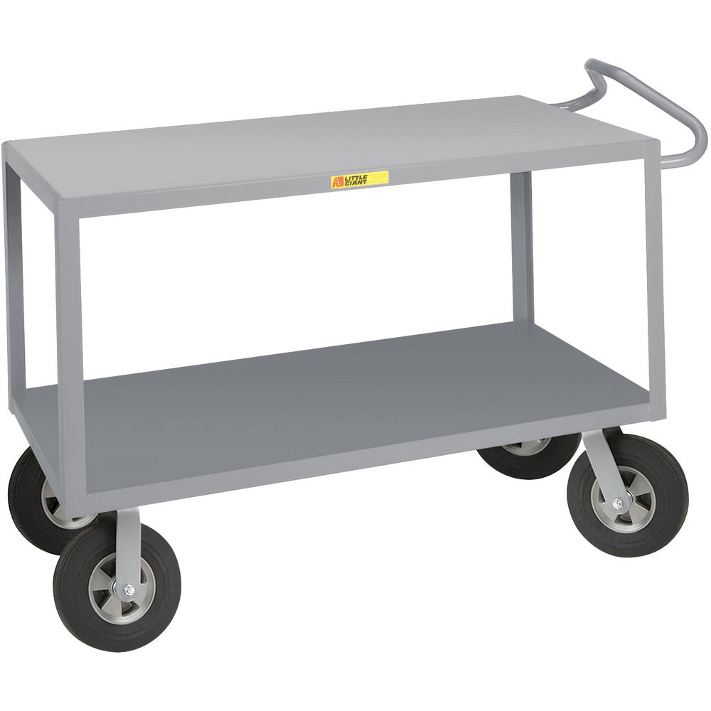 Ergonomic Handle Instrument Utility Cart: 54" Long, 24" Wide, Steel, 1200 lb Capacity, Gray