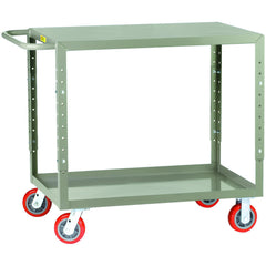 Adjustable Height Welded Service Utility Cart: 54" Long, 30" Wide, Steel, 1200 lb Capacity, Gray