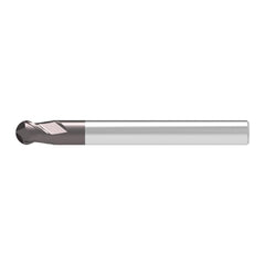 Ball End Mill: 0.50 mm Dia, 1.00 mm LOC, 2 Flute, Solid Carbide