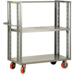 2-Sided Adjustable Shelf Utility Cart: 53-1/2" Long, 24" Wide, Steel, 3600 lb Capacity, Gray