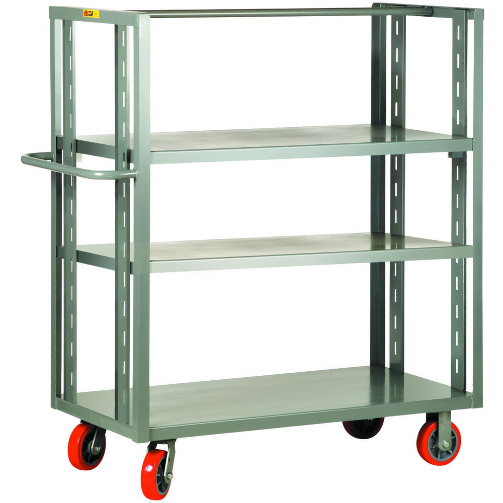 2-Sided Adjustable Shelf Utility Cart: 53-1/2" Long, 30" Wide, Steel, 3600 lb Capacity, Gray