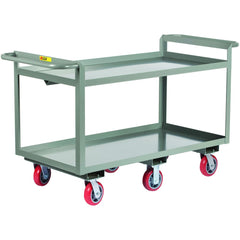 Double Handled Heavy-Duty Shelf Utility Cart: 47" Long, 24" Wide, Steel, 3600 lb Capacity, Gray