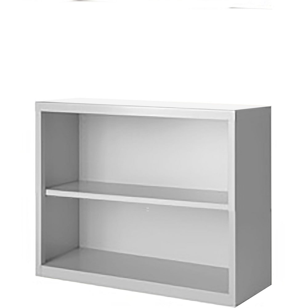 Bookcases; Overall Height: 30; Overall Width: 36; Overall Depth: 13; Material: Steel; Color: White; Shelf Weight Capacity: 160