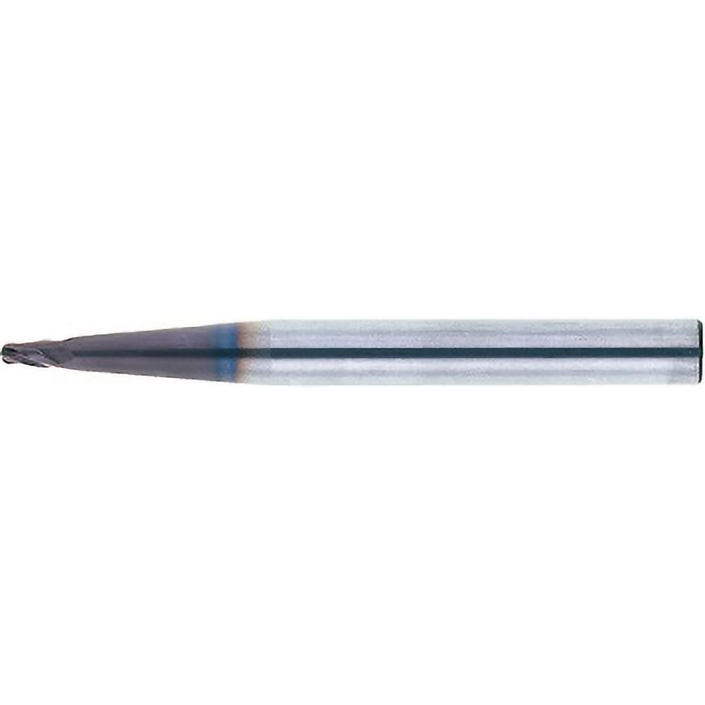 Tapered End Mill: 5 deg Angle per Side, 1.00 mm Small Dia, 7.00 mm LOC, 4 Flute, Ball End