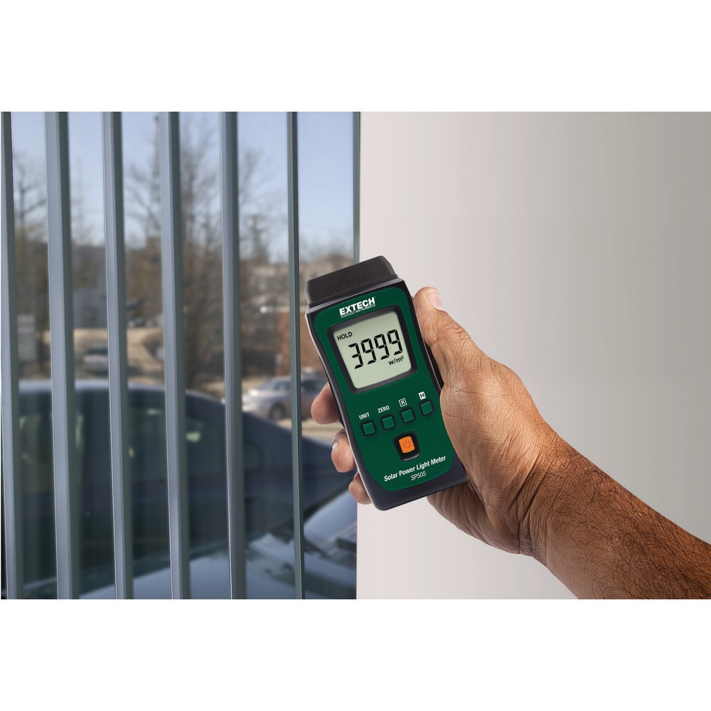 Solar Power Meters & Analyzers; Meter Type: Solar Power Meter; Application: Measures solar power level from sunlight outdoors to determine the best location of solar panel and solar water heater installations.; Display Type: LCD; Additional Information: 4