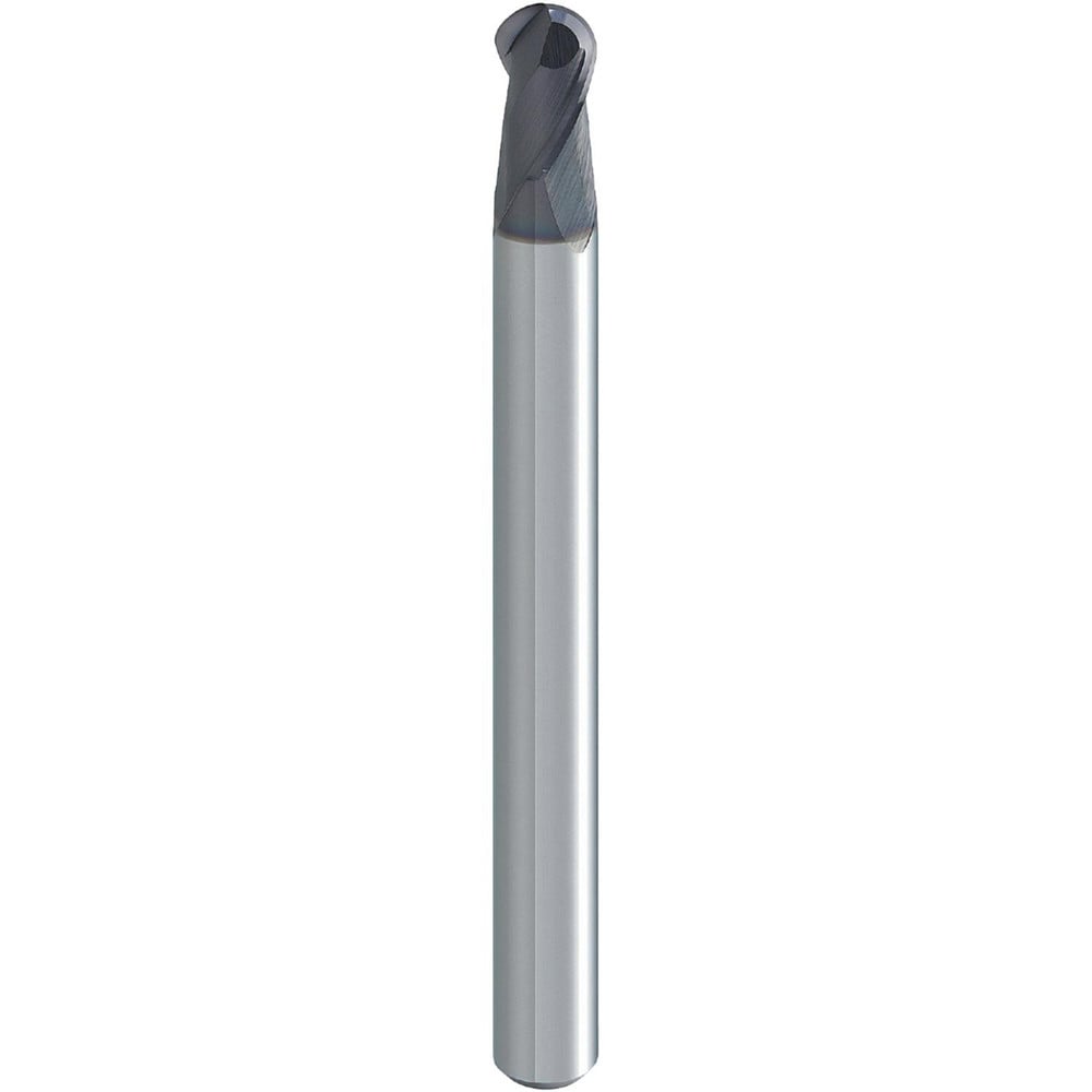 Ball End Mill: 0.70 mm Dia, 1.10 mm LOC, 2 Flute, Solid Carbide